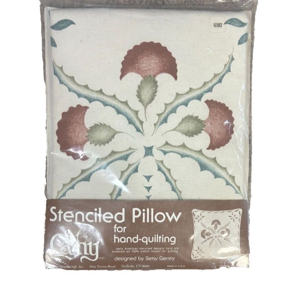 New Cathy Needlecraft Stenciled Pillow For Hand-Quilting Country Early American